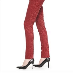 Christopher Blue Red Leopard Skinny Jeans Size 14